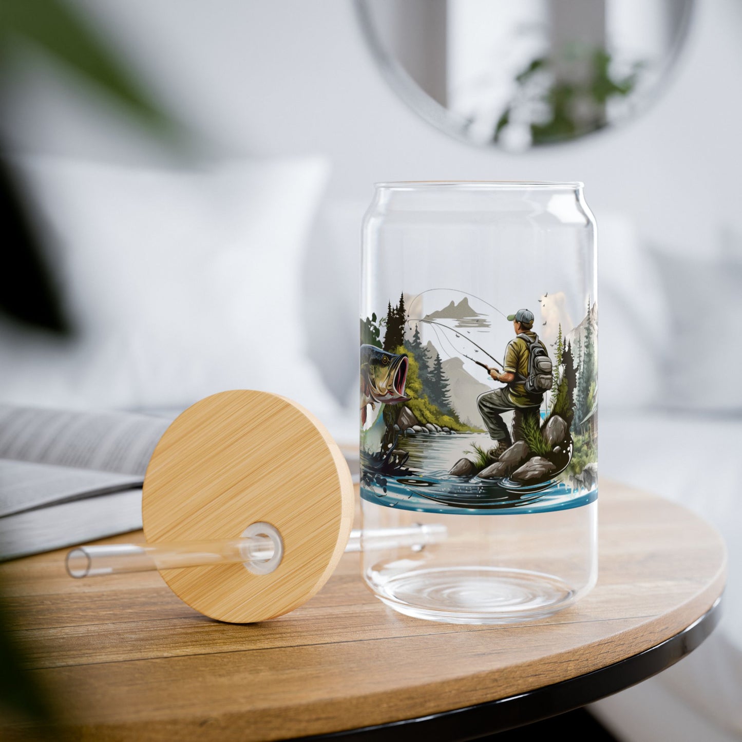 Tumbler en verre avec couvercle et paille (16 oz)