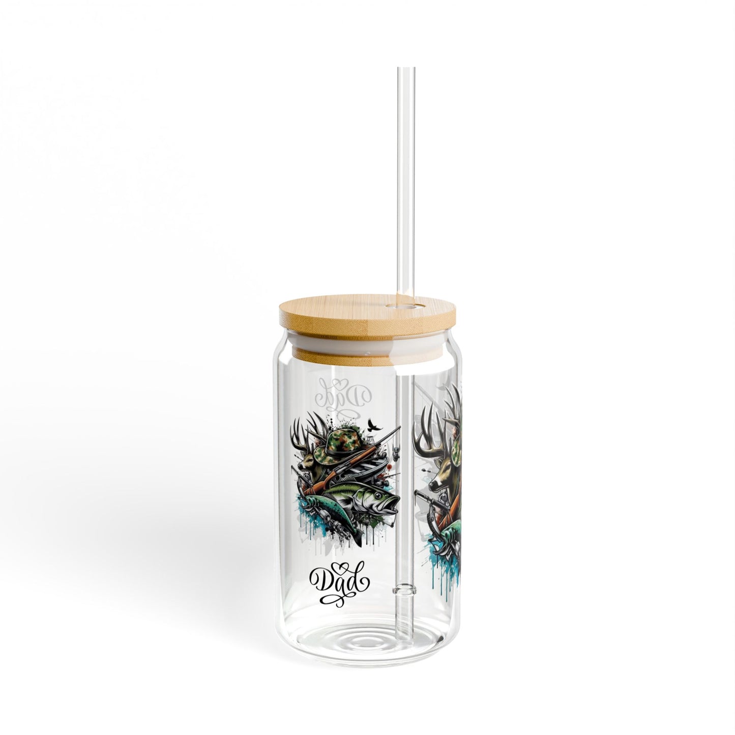 Tumbler en verre avec couvercle et paille (16 oz)
