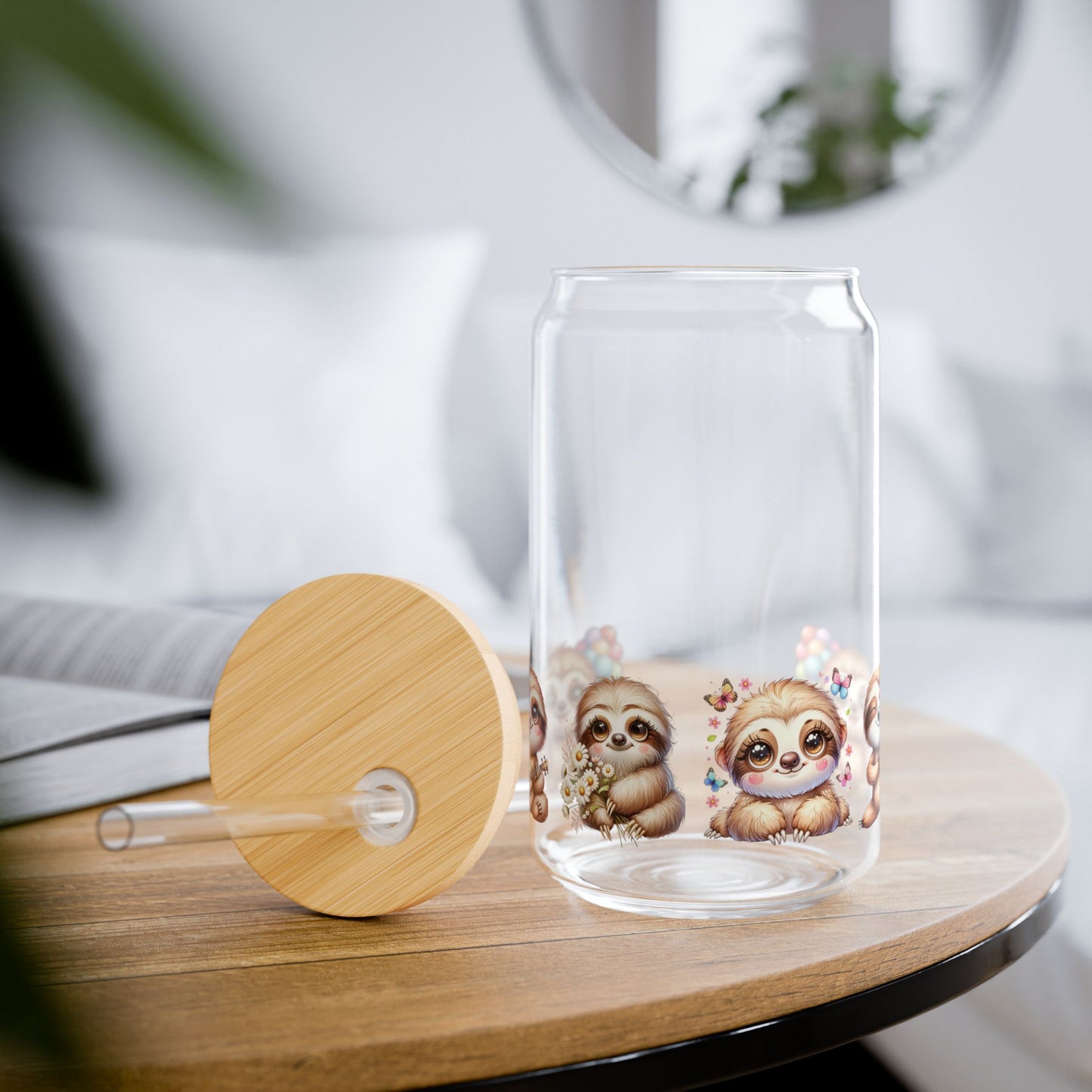 Tumbler en verre couvercle et paille (16 oz)