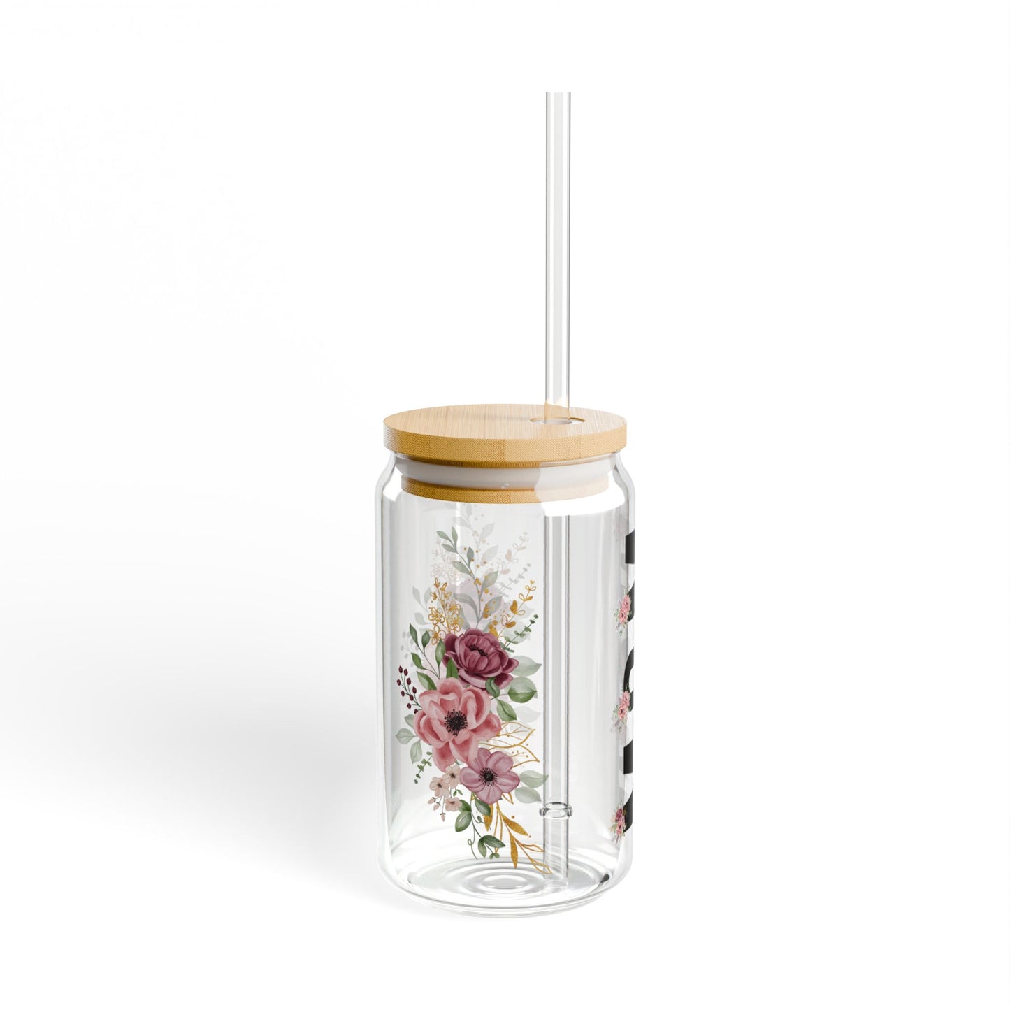 Tumbler en verre avec couvercle et paille (16 oz)