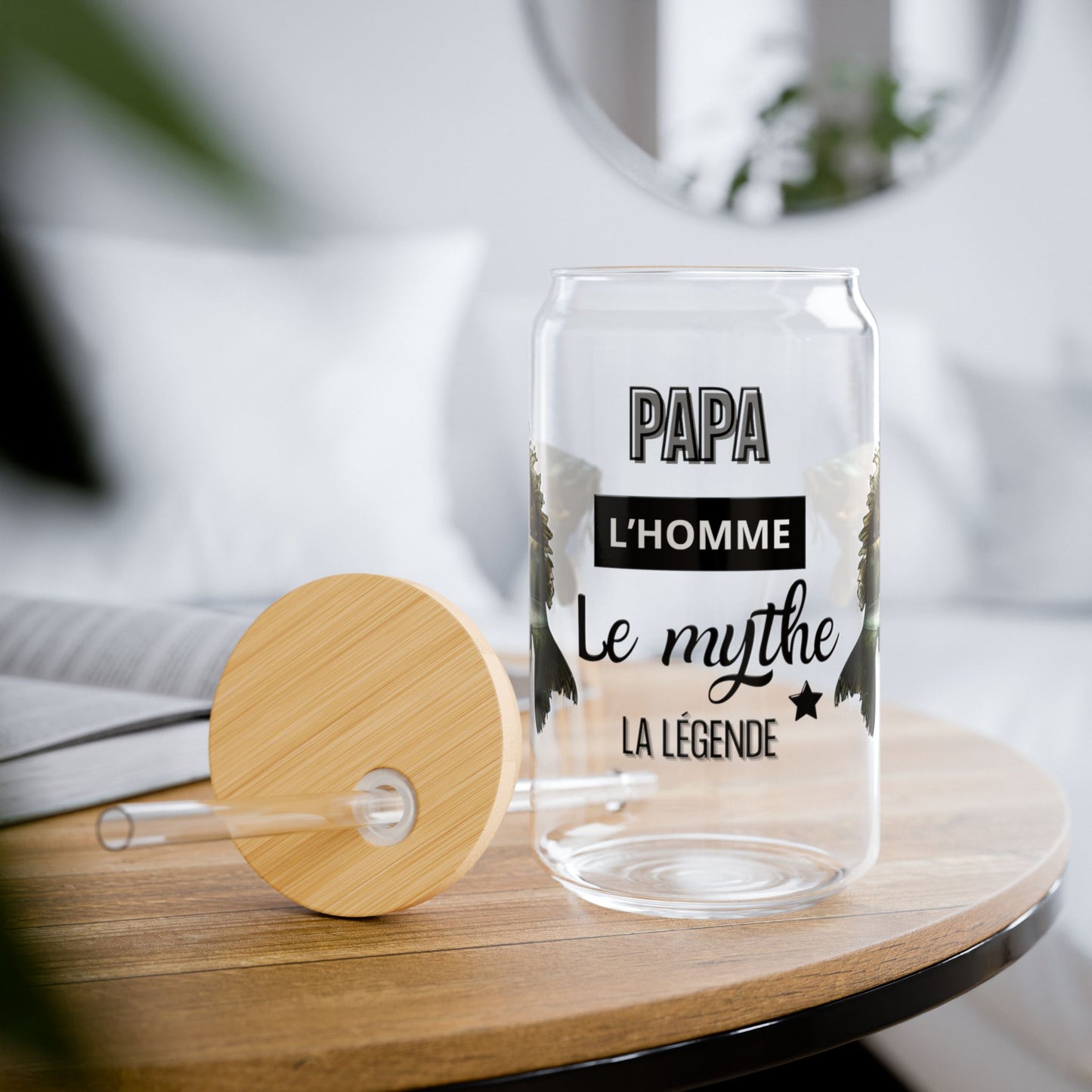 Tumbler en verre avec couvercle et paille (16 oz)