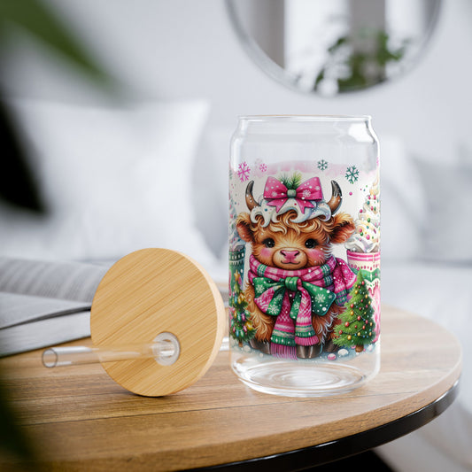 Tumbler en verre avec couvercle et paille (16 oz)