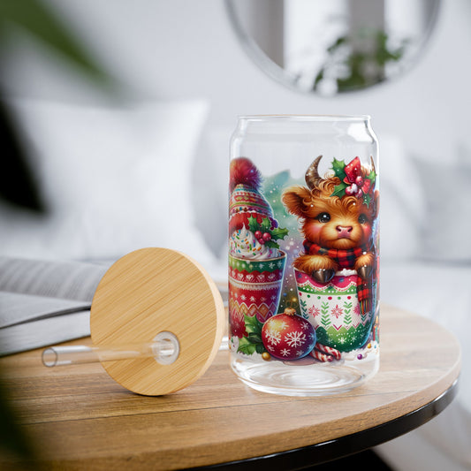 Tumbler en verre avec couvercle et paille (16 oz)