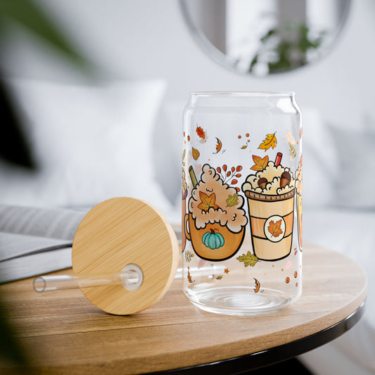 Tumbler en verre avec couvercle et paille (16oz)