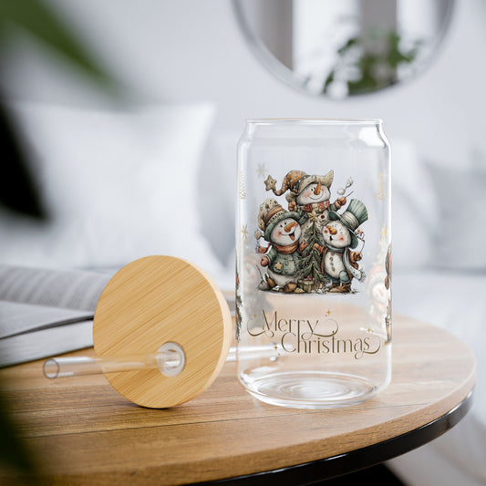 Tumbler en verre avec couvercle et paille (16 oz)