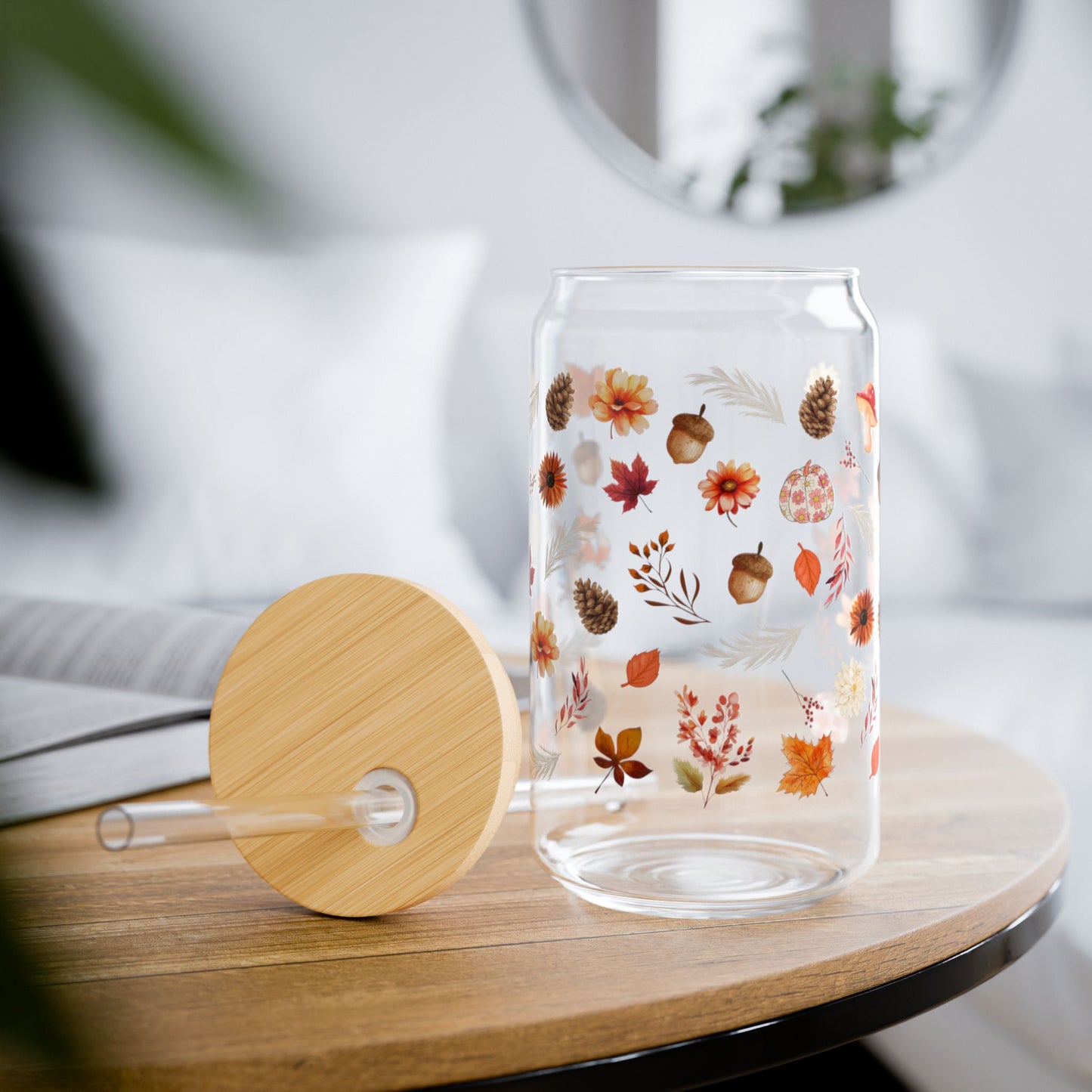 Tumbler en verre avec couvercle et paille (16 oz)